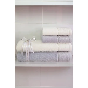 Ditsy Best Set Hamam Takımı - Gri - Krem