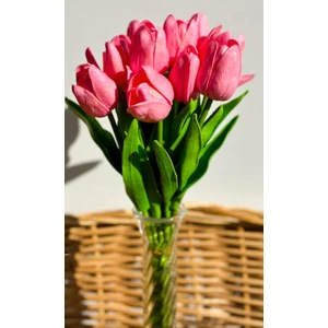 Osohome Yapay Lüks 5 Adet Islak Lale Buketi Gerçek Doku Pembe Renk 32 cm
