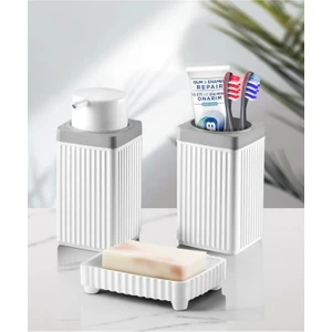 Banyo Takımı Diş Fırçalık, Sıvı Sabunluk, Katı Sabunluk 3'lü Set