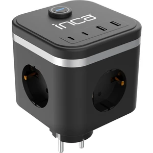 IPW-47SY 3port 2x Usb+2x Type-C Akım Korumalı LED Tuşlu Duvar Priz - Siyah