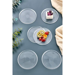 6 Lı Pasta Tabağı Seti - 6 Kişilik Lüks Cam Kek Pasta Takımı - Tatlı TABAĞI(16CM)