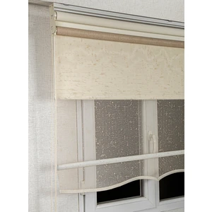 Bizden Perde Çift Mekanizmalı Çizgili Kum Beji Tül ve Stor Güneşlik Perdeler