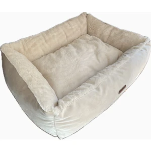 Tavşan Tüyü Peluş Orta ve Büyük Irk Köpek Yatağı Krem 90x80CM