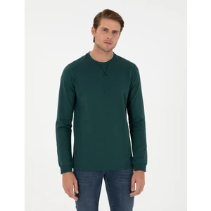 Pierre Cardin Erkek Zümrüt Regular Fit Bisiklet Yaka Basic Sweatshirt 50298968-VR055