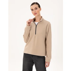 Pierre Cardin Kadın Bej Oversize Polar Sweatshirt 50300846-VR011