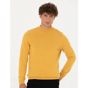 Pierre Cardin Erkek Hardal Slim Fit Yarım Balıkçı Yaka Basic Triko Kazak 50276161-VR072