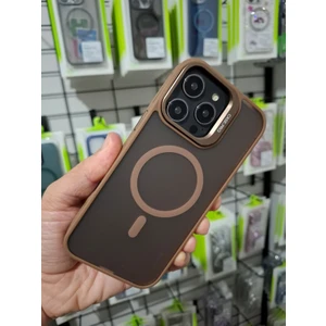 iPhone 16 Pro Max Uyumlu Kamera Lens Koruma Hediyeli Magsafe Özellikli Standlı Lüks Kılıf