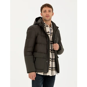 Pierre Cardin Erkek Haki Kapüşonlu Kapitone Spor Cepli Mont 50276298-VR027