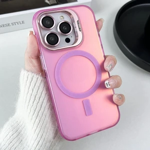iPhone 16 Pro Max Kılıf + Lens Koruyucu Set Magsafe Şarj ve Stant Özellikli Mat Hologram Renkli
