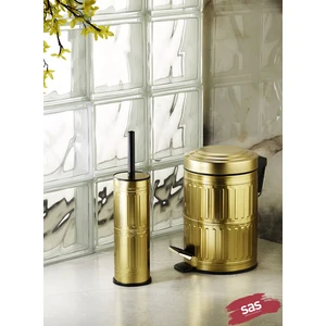 Sas Haus Vintage Gold 2 Parça Banyo Seti - 5L Pedallı Banyo Çöp Kovası, Tuvalet WC Fırçası
