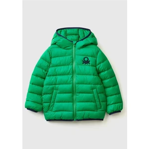 United Colors Of Benetton Erkek Çocuk Yeşil Logolu Ince Puffer Mont Yeşil