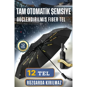 12 Tel Tam Otomatik Aç Kapa Rüzgara Dayanıklı Şemsiye