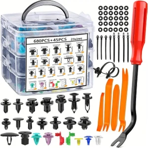 Aktan Oto Market Oto Klips Seti 725 Parça Ekipmanlı Trim Sökme Aparatlı Özel Kutulu