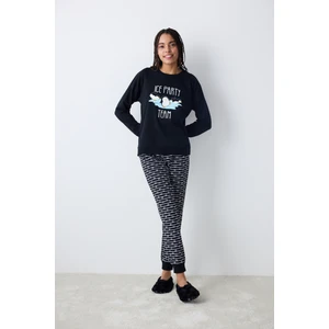 Ice Party Siyah Pantolon Pijama Takımı