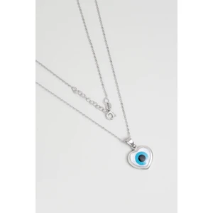 So CHIC Kalp Nazarı 18 Ayar Beyaz Altın Kaplama 42 cm Gümüş Kolye