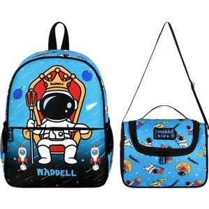 Niss Store Waddell Desenli Astronot Lisanslı Kombin Anaokul Sırt Çantası ve Termal Beslenme Çantası