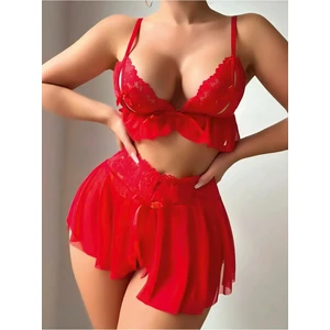Şortlu Etekli Gecelik Kostüm Likralı Esnek Takım