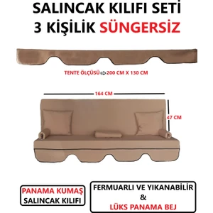 Salıncak Kılıfı Seti Tenteli Süngersiz (164X47) 3 Kişilik Lüks Panama Bej Renk