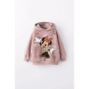 Miniko Kids Kız Çocuk Minnie Baskılı Kapüşonlu Manşetli Sweatshirt