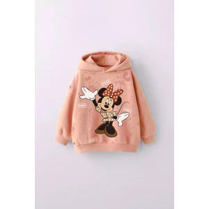 Miniko Kids Kız Çocuk Minnie Baskılı Kapüşonlu Manşetli Sweatshirt