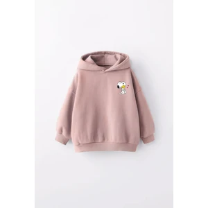 Miniko Kids Kız Çocuk Snoopy Baskılı Kapüşonlu Manşetli Sweatshirt