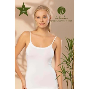 Weweus 3'lü Beyaz Bayan Süper Ince Doğal Bambu Ip Askılı Atlet 2310