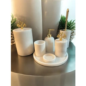 7 Li Beyaz Mermer Banyo Seti