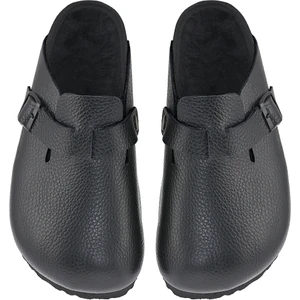 Deri Siyah Tüylü Terlik