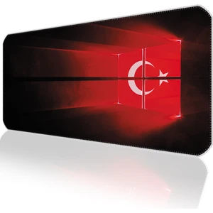 90X40 Türk Bayrağı Xxl Büyük Boy Ilyuka MP019040 Büyük Boy Gaming Mousepad Dikişli Kenar Kaymaz Taban 90X40CM