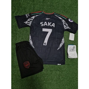 Arsenal 2024/25 Yeni Sezon Bukayo Saka Deplasman Çocuk Forması 4lü Set (Black)