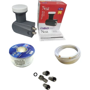 4'lü Quad Lnb 30 Metre Next Hazır-Tak-Kullan Anten Kablosu+4 Adet Contalı Konnektör