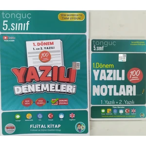 Tonguç Akademi 5. Sınıf 1. Dönem 1 ve 2. Yazılı Yazılı Notları - Yazılı Denemeleri 2'li Set