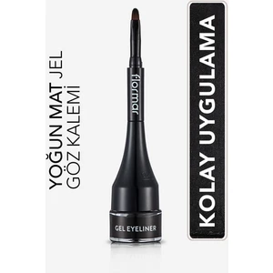 Flormar-Yoğun Jel Dokulu ve Yüksek Pigmentli Gel Eyeliner Mini Fırçalı Mat Eyeliner (001 Siyah) 8690604591879