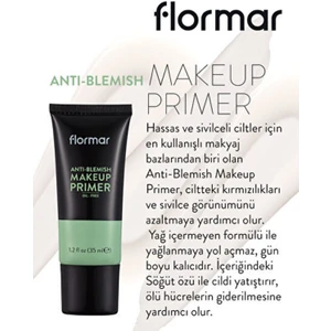 Flormar-Sivilceli Ciltlere Özel Kırmızı Renk Dengeleyici Anti-Blemish Yağsız Makyaj Bazı (000 Yeşil Bazlı Transparan) 8690604534692