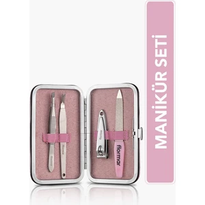 Flormar-Dayanıklı Çelik Kaplama 4 Parça Manicure Set Tırnak Makası & Törpü & Kütikül Kesici & Cımbız Manikür Seti (036) 8690604598465
