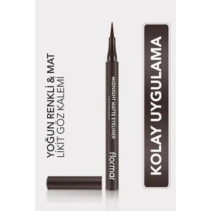 Flormar-Yoğun Pigmentli ve Mat Bitişli Midnight Matte Kalem Likit Eyeliner (002 Kahve) 8690604641659