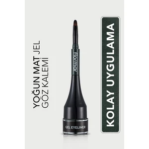 Flormar-Yoğun Jel Dokulu ve Yüksek Pigmentli Gel Eyeliner Mini Fırçalı Mat Eyeliner (004 Yeşil) 8690604591909