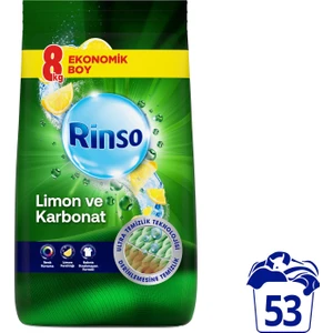 Toz Çamaşır Deterjanı Limon ve Karbonat Renkliler ve Beyazlar İçin 8 KG
