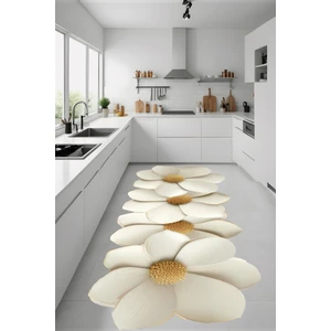 Noble Halı Dijital Baskı Beyaz Çiçek Desen Lazer Kesim Dekoratif Makinada Yıkanabilir Salon Koridor Yolluk Halı