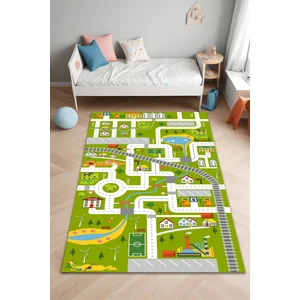 Noble Halı Dijital Baskı Yol ve Şehir Desen Hayvan Figürlü Kaymaz Taban Makinada Yıkanabilir Çocuk Odası Halısı