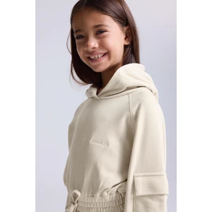 Kapüşonlu Bel Lastik Sweat Elbise