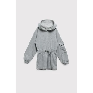 Kapüşonlu Bel Lastik Sweat Elbise