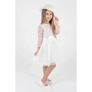 Kids Kız Çocuk Şapkalı Ve Tül Dantel Trend Abiye Elbise Ak2228