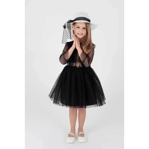 Kids Kız Çocuk Şapkalı Ve Tül Dantel Trend Abiye Elbise Ak2228