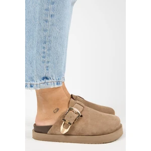 (Sofia) Kadın  Deri Sabo Platform Vizon Terlik