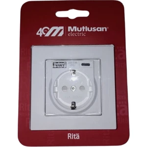 USB Type C Priz 2.4AH Karavan USB Priz - Beyaz