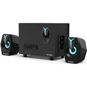 D37 Siyah Bluetooth Hoparlör 2in1 Subwoofer Rgb Işıklı Bilgisayar Hoparlörü Speaker