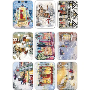 Mia Pera 9 Lu Simli Yılbaşı Kartpostal Seti Yeni Yıl Kış Manzara Nostalji