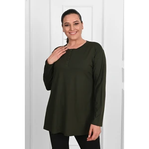 Kadın Düğme Detaylı Büyük Beden Bluz 1376-23