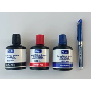 Imza Kalemi V10 Grip Mavi - Tahta Kalem Mürekkebi 100 ml 3 Adet(Siyah-Mavi-Kırmızı)